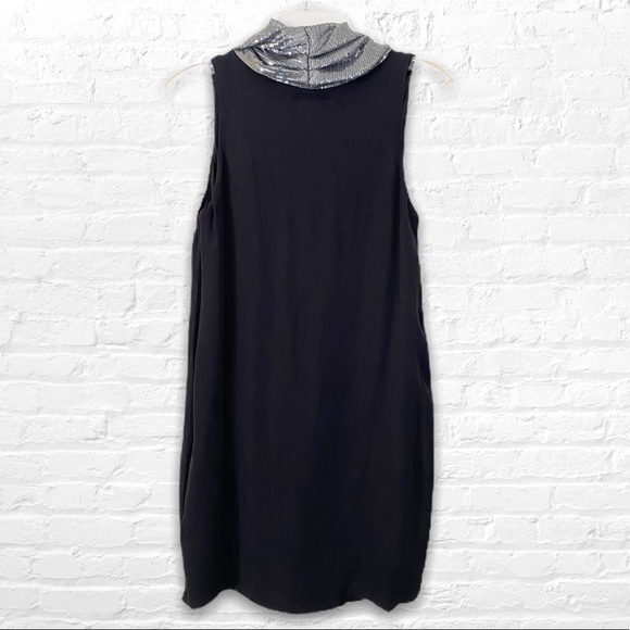 Silver Black Silk Sequin Drape Dress - Picture 3 of 4